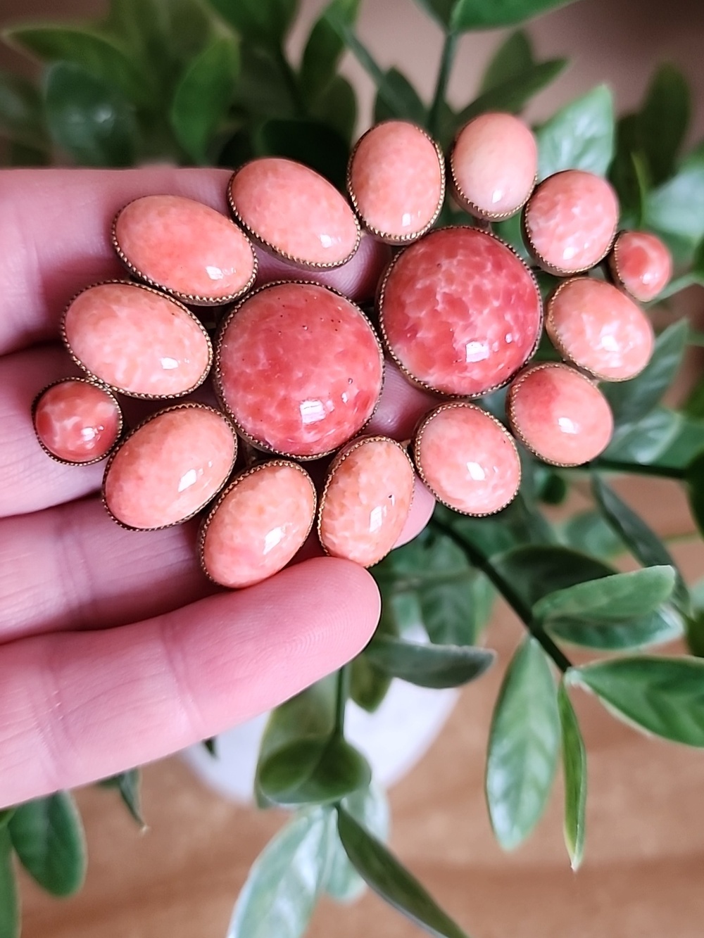 Pink Stone Cluster Brooch